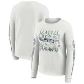 Seattle Seahawks WEAR by Erin Andrews Women's Graphic Waffle Long-Sleeve T-Shirt White | NFL