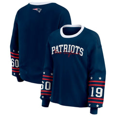 New England Patriots WEAR by Erin Andrews Women's Sport Long-Sleeve T-Shirt Navy | NFL