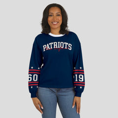 New England Patriots WEAR by Erin Andrews Women's Sport Long-Sleeve T-Shirt Navy | NFL