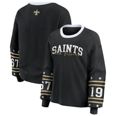 New Orleans Saints WEAR by Erin Andrews Women's Sport Long-Sleeve T-Shirt Black | NFL