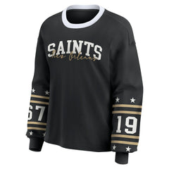 New Orleans Saints WEAR by Erin Andrews Women's Sport Long-Sleeve T-Shirt Black | NFL