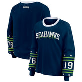 Seattle Seahawks WEAR by Erin Andrews Women's Sport Long-Sleeve T-Shirt College Navy | NFL