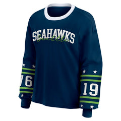Seattle Seahawks WEAR by Erin Andrews Women's Sport Long-Sleeve T-Shirt College Navy | NFL