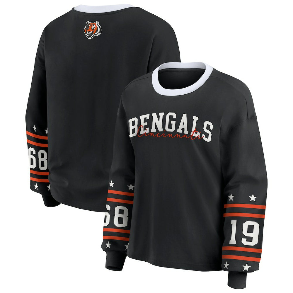 Cincinnati Bengals WEAR by Erin Andrews Women's Sport Long-Sleeve T-Shirt Black | NFL