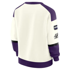 Baltimore Ravens WEAR by Erin Andrews Women's Racing Crew V-Neck Sweatshirt Cream | NFL
