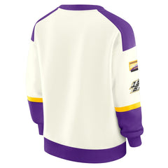Minnesota Vikings WEAR by Erin Andrews Women's Racing Crew V-Neck Sweatshirt Cream | NFL