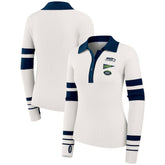 Seattle Seahawks WEAR by Erin Andrews Women's Ribbed Henley Polo Sweater White | NFL
