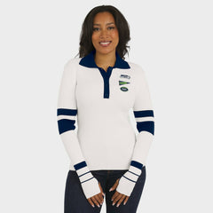 Seattle Seahawks WEAR by Erin Andrews Women's Ribbed Henley Polo Sweater White | NFL