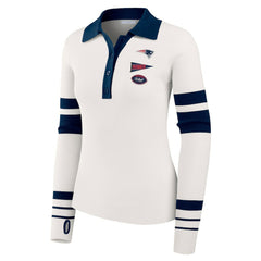 New England Patriots WEAR by Erin Andrews Women's Ribbed Henley Polo Sweater White | NFL