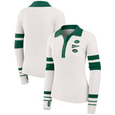 New York Jets WEAR by Erin Andrews Women's Ribbed Henley Polo Sweater White | NFL