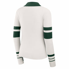 Green Bay Packers WEAR by Erin Andrews Women's Ribbed Henley Polo Sweater White | NFL