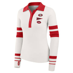 San Francisco 49ers WEAR by Erin Andrews Women's Ribbed Henley Polo Sweater White | NFL