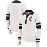 Cincinnati Bengals WEAR by Erin Andrews Women's Ribbed Henley Polo Sweater White | NFL