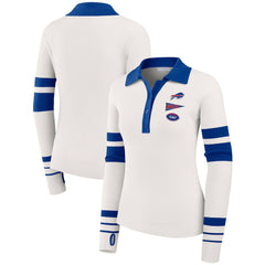 Buffalo Bills WEAR by Erin Andrews Women's Ribbed Henley Polo Sweater White | NFL