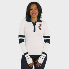 Chicago Bears WEAR by Erin Andrews Women's Ribbed Henley Polo Sweater White | NFL