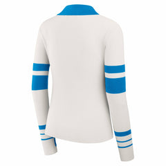 Detroit Lions WEAR by Erin Andrews Women's Ribbed Henley Polo Sweater White | NFL