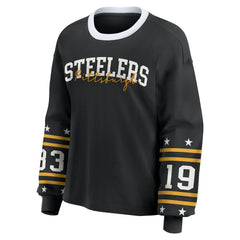 Pittsburgh Steelers WEAR by Erin Andrews Women's Plus Size Sport Long-Sleeve T-Shirt Black | NFL