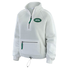 New York Jets WEAR by Erin Andrews Women's Polar Fleece Half-Zip Jacket White | NFL
