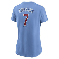 Dansby Swanson Chicago Cubs Nike Women's Cooperstown Collection Fuse Name & Number T-Shirt - MLB