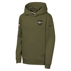 Kansas City Chiefs Youth 2025 Salute to Service Club Fleece Hoodie Olive | Nike for Sale