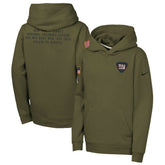 New York Giants Youth 2025 Salute to Service Club Fleece Hoodie Olive | Nike for Sale