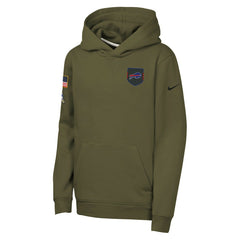 Buffalo Bills Youth 2025 Salute to Service Club Fleece Hoodie Olive | Nike for Sale