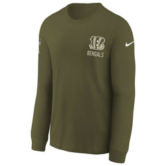 Cincinnati Bengals Youth 2025 Salute to Service Sideline Long Sleeve T-Shirt Olive | Nike for Sale