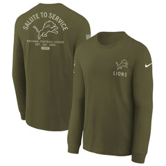 Detroit Lions Youth 2025 Salute to Service Sideline Long Sleeve T-Shirt Olive | Nike for Sale