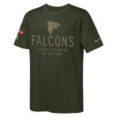 Atlanta Falcons Youth 2025 Salute to Service Sideline Dri-FIT T-Shirt Olive | Nike for Sale
