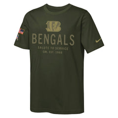 Cincinnati Bengals Youth 2025 Salute to Service Sideline Dri-FIT T-Shirt Olive | Nike for Sale
