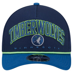 Minnesota Timberwolves Bold Arch COOLERA 9FORTY A-Frame M-Crown Adjustable Hat Navy - NBA
