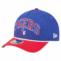 Philadelphia 76ers Bold Arch COOLERA 9FORTY A-Frame M-Crown Adjustable Hat Royal - NBA