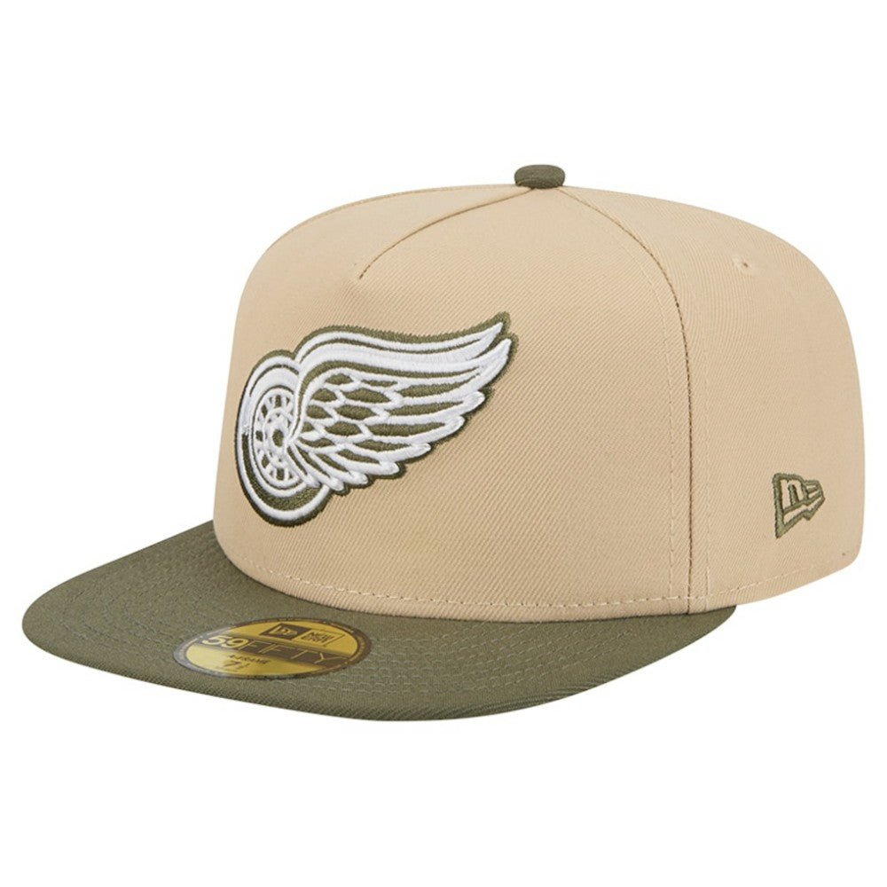 Detroit Red Wings New Era Color Pack Two-Tone 59FIFTY A-Frame Fitted Hat - Tan/Olive - NHL