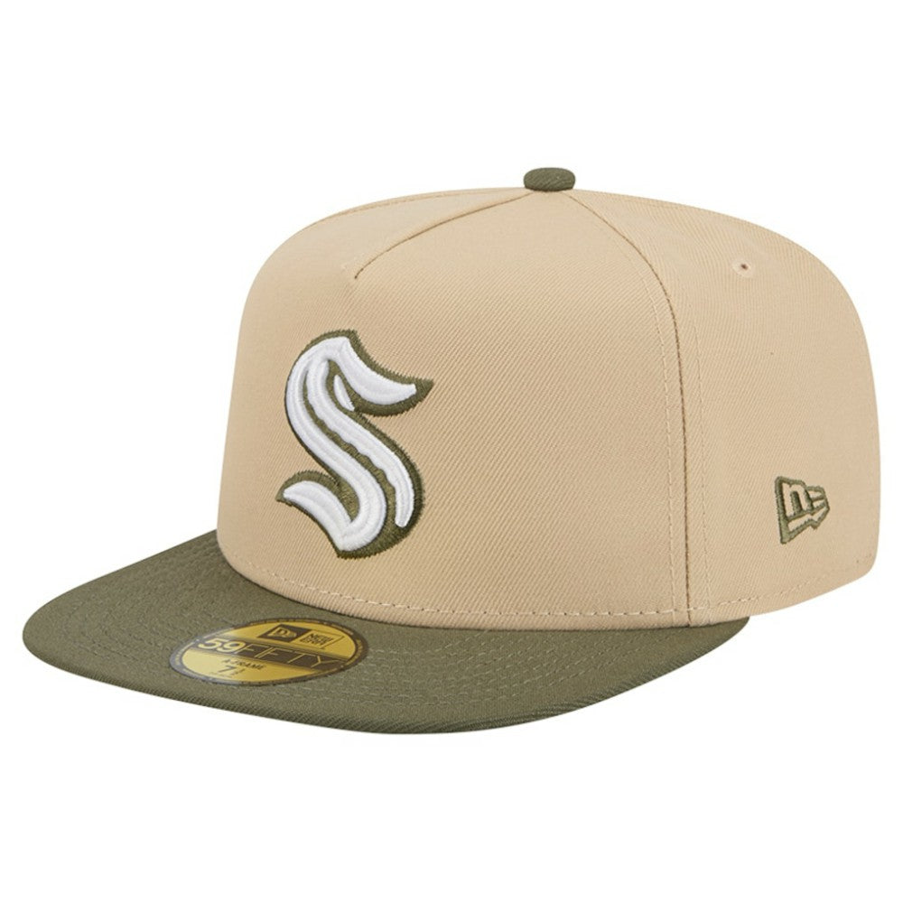 Seattle Kraken New Era Color Pack Two-Tone 59FIFTY A-Frame Fitted Hat - Tan/Olive - NHL