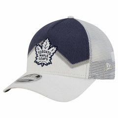 Toronto Maple Leafs New Era Hockey Sock 9FORTY A-Frame M-Crown Adjustable Trucker Hat - White/Blue - NHL
