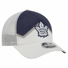 Toronto Maple Leafs New Era Hockey Sock 9FORTY A-Frame M-Crown Adjustable Trucker Hat - White/Blue - NHL