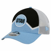Utah Mammoth New Era Hockey Sock 9FORTY A-Frame M-Crown Adjustable Trucker Hat - Light Blue/Black - NHL