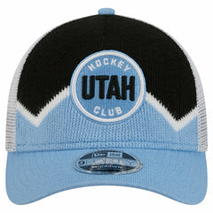Utah Mammoth New Era Hockey Sock 9FORTY A-Frame M-Crown Adjustable Trucker Hat - Light Blue/Black - NHL