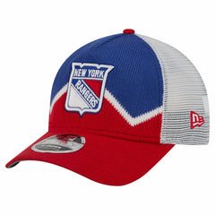 New York Rangers New Era Hockey Sock 9FORTY A-Frame M-Crown Adjustable Trucker Hat - Red/Blue - NHL