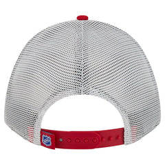 New York Rangers New Era Hockey Sock 9FORTY A-Frame M-Crown Adjustable Trucker Hat - Red/Blue - NHL
