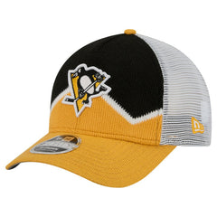 Pittsburgh Penguins New Era Hockey Sock 9FORTY A-Frame M-Crown Adjustable Trucker Hat - Gold/Black - NHL