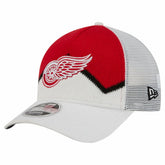 Detroit Red Wings New Era Hockey Sock 9FORTY A-Frame M-Crown Adjustable Trucker Hat - White/Red - NHL