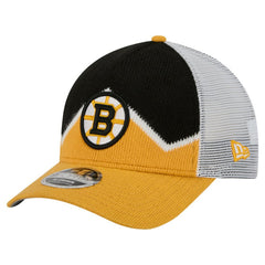 Boston Bruins New Era Hockey Sock 9FORTY A-Frame M-Crown Adjustable Trucker Hat - Gold/Black - NHL