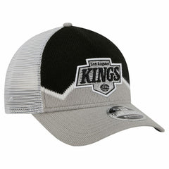 Los Angeles Kings New Era Hockey Sock 9FORTY A-Frame M-Crown Adjustable Trucker Hat - Silver/Black - NHL