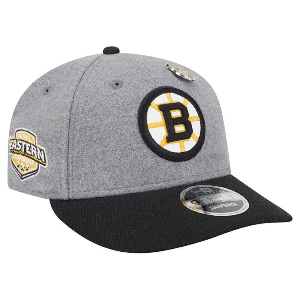 Boston Bruins New Era Wool Pin Low Profile 9FIFTY Snapback Hat - Gray/Black - NHL