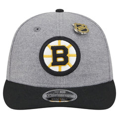 Boston Bruins New Era Wool Pin Low Profile 9FIFTY Snapback Hat - Gray/Black - NHL