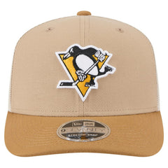Pittsburgh Penguins New Era Two-Tone Trucker 9SEVENTY Stretch Snap Adjustable Hat - Tan/Light Brown - NHL