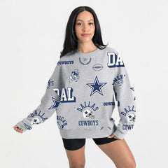 Dallas Cowboys Gameday Couture Women's Always On Repeat Fleece Sweatshirt Heather Gray | NFL