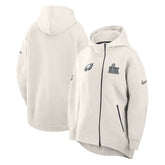 Philadelphia Eagles Women's Super Bowl LIX Opening Night Tech Fleece Full-Zip Hoodie Cream | Nike for Sale