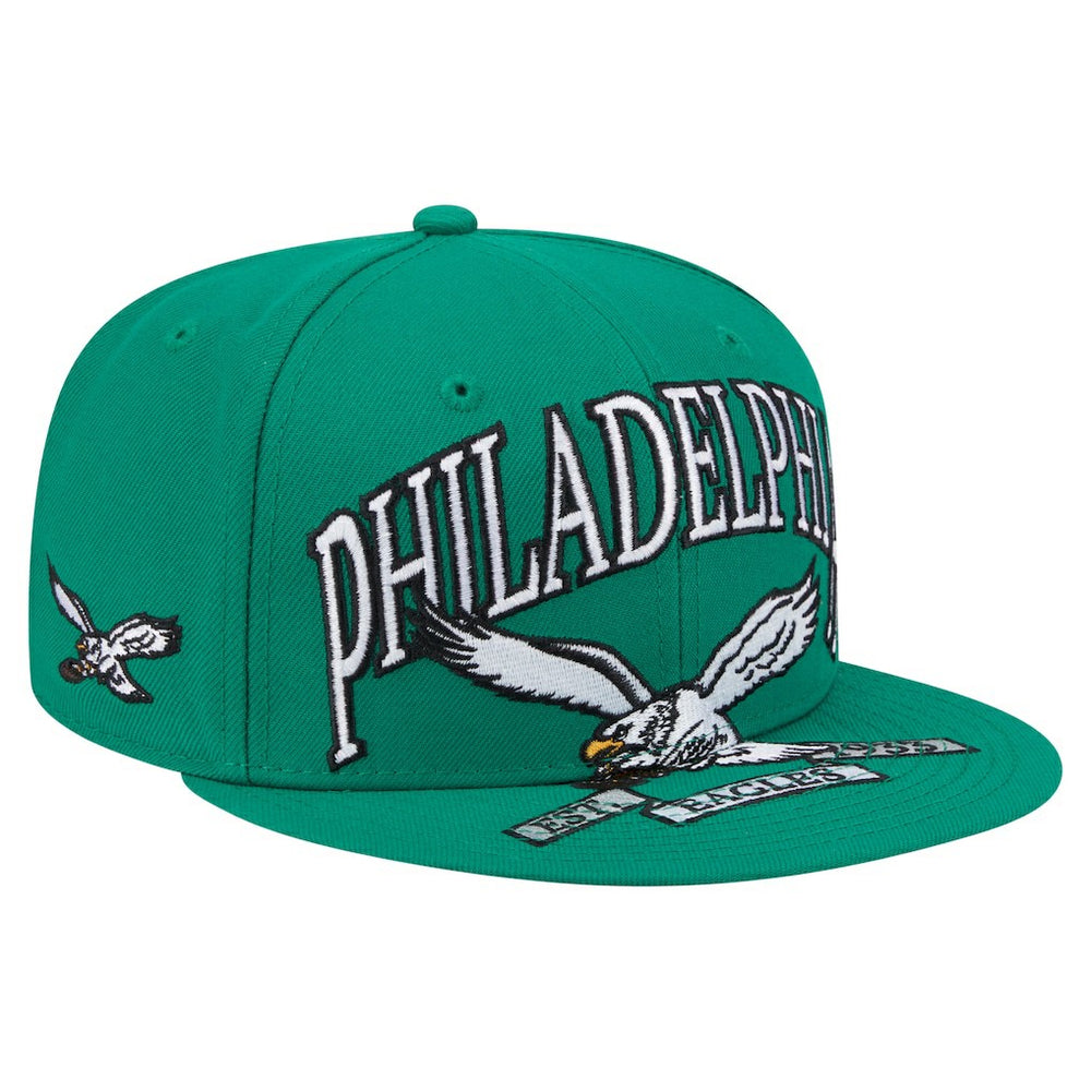 Philadelphia Eagles New Era Throwback Oversized 59FIFTY Fitted Hat Kelly Green | NFL